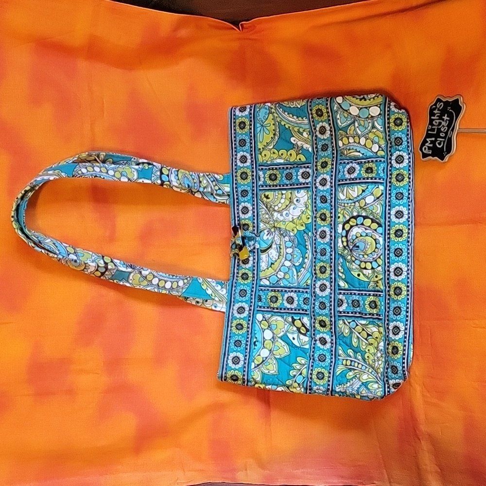 Vera Bradley Shoulder Bag Quilted Teal Blue Green Peacock Paisley